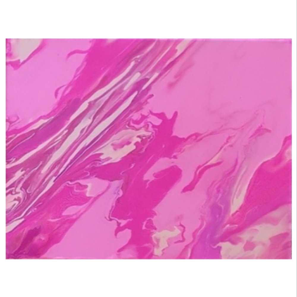 Hand Crafted Pink Abstract Design 11x14 Inches Canvas Painting - Picture 4 of 4